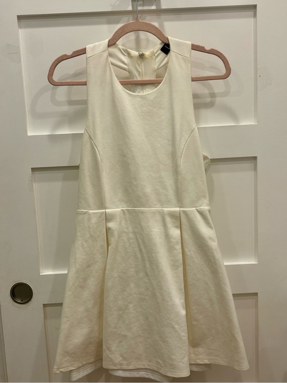 Lulu's White Sleeveless Cut Out Back Fit-and-Flare Mini Dress